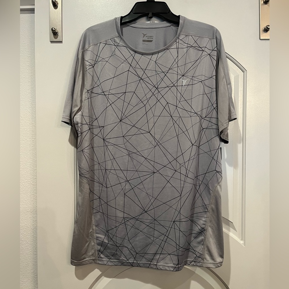 Champion go-dry grey with graphic black lines athletic shirt. NWT!